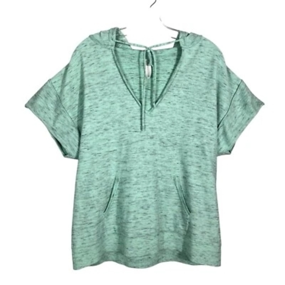 Anthropologie Daily Practice Seafoam Mint Green Short Sleeve Hoodie Sweatshirt